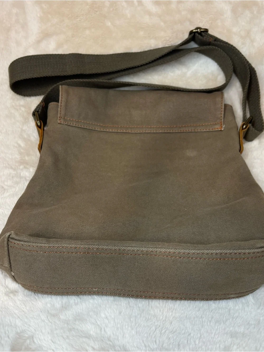 Vintage Augur Olive Canvas Messenger Bag with Brown Leather Accent